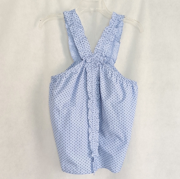 Waverly Grey Chambray Ruffle Pin Dot Berlin Blouse - Picture 2 of 6